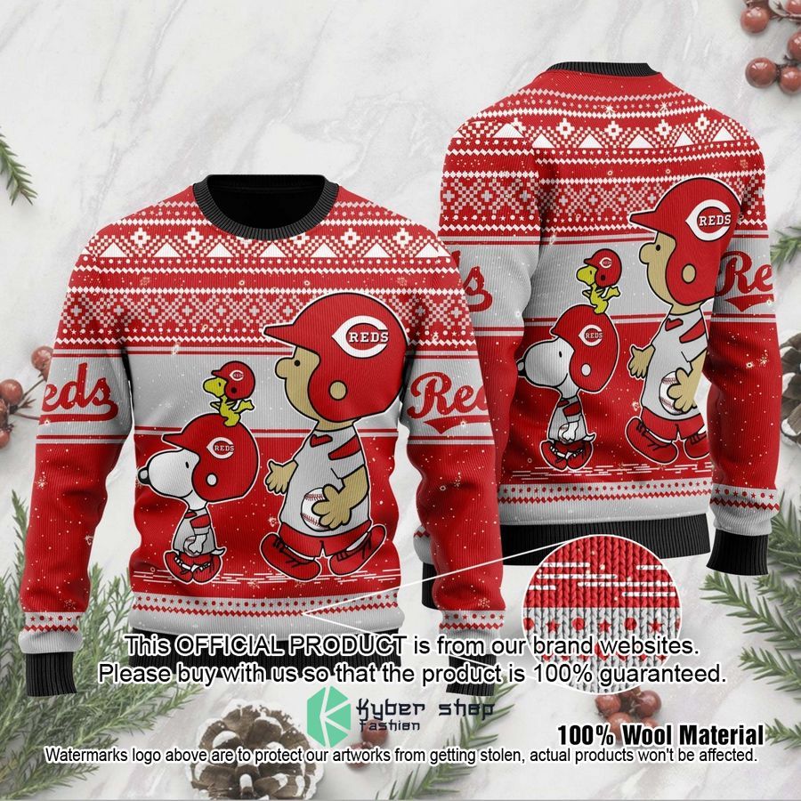 Cincinnati Reds Charlie Brown Snoopy Wear Football Jersey Christmas Sweater