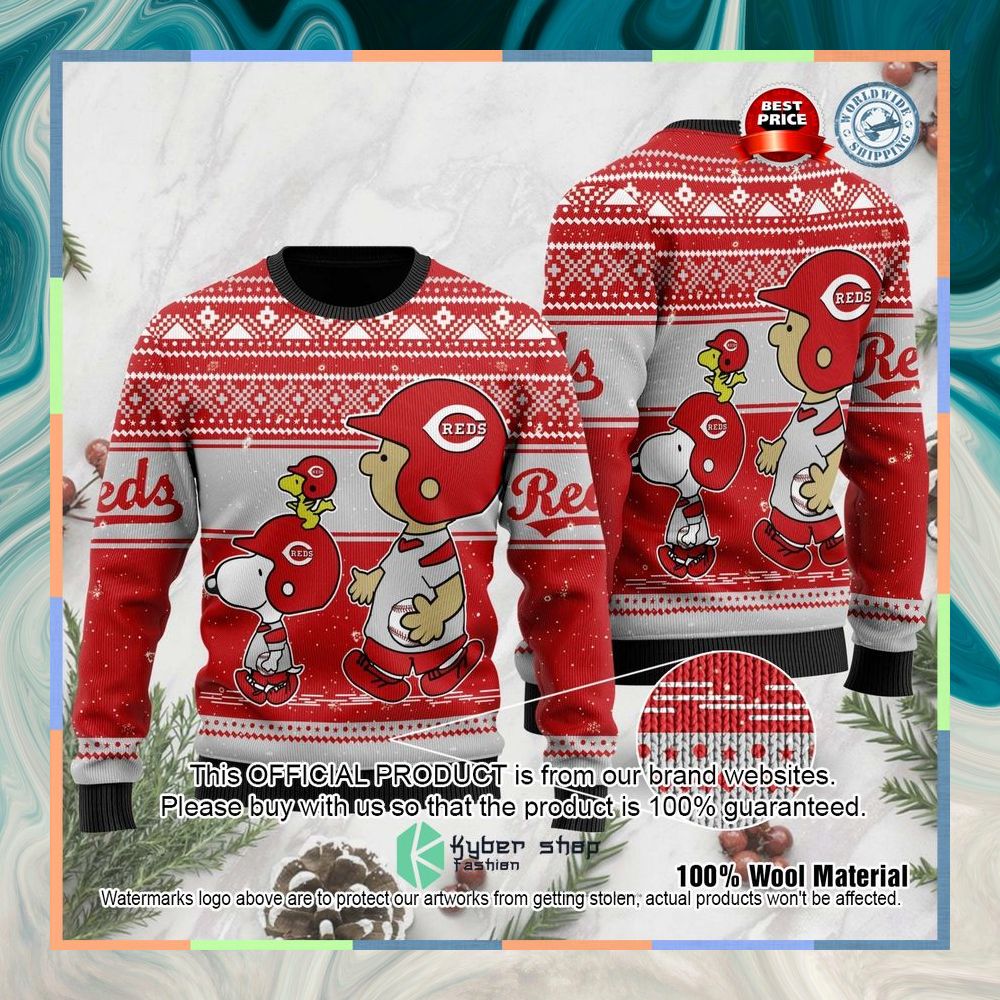 Cincinnati Reds Charlie Brown Snoopy Wear Football Jersey Christmas Sweater 6 Cincinnati Reds Charlie Brown Snoopy Wear Football Jersey Christmas Sweater word1