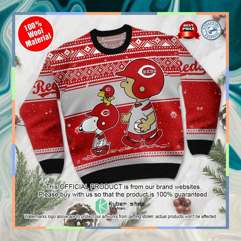 Cincinnati Reds Charlie Brown Snoopy Wear Football Jersey Christmas Sweater 7 Cincinnati Reds Charlie Brown Snoopy Wear Football Jersey Christmas Sweater word1