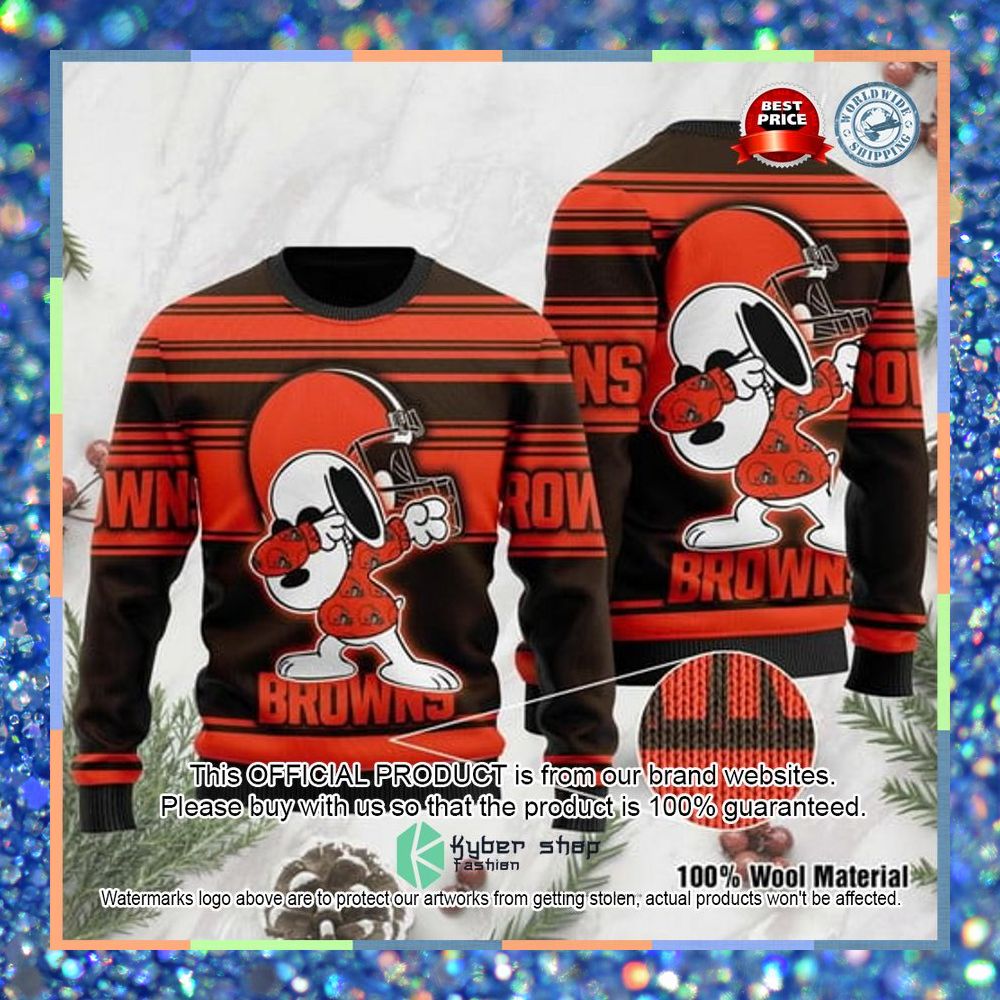 Cleveland Browns Snoopy Dabbing Christmas Sweater 3 Cleveland Browns Snoopy Dabbing Christmas Sweater word1