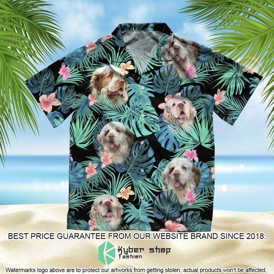 Clumber Spaniel Summer Leaves Hawaiian Shirt word1