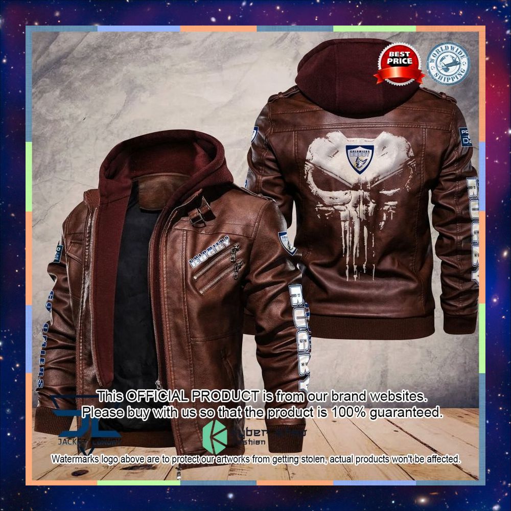 Colomiers rugby Punisher Skull Leather Jacket 4 Colomiers rugby Punisher Skull Leather Jacket word2