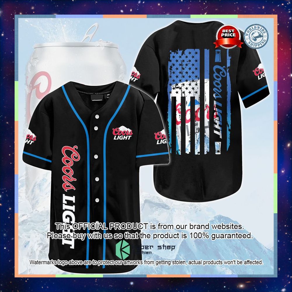 Coors Light US Flag black Baseball Jersey 5 Coors Light US Flag black Baseball Jersey word1
