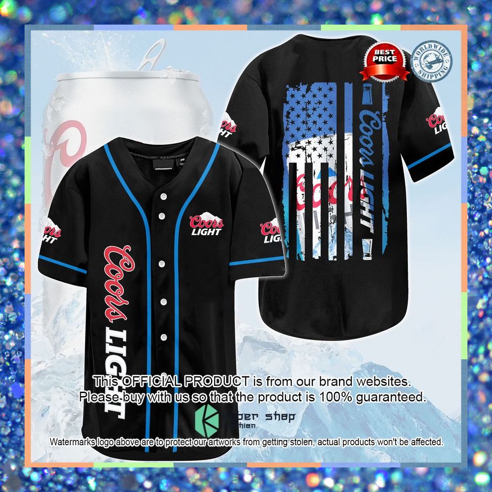 Coors Light US Flag black Baseball Jersey 4 Coors Light US Flag black Baseball Jersey word1