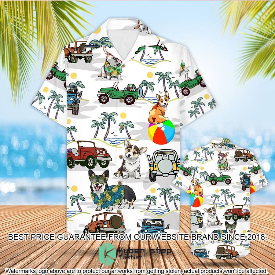 Corgi Jeep Beach Hawaiian Shirt