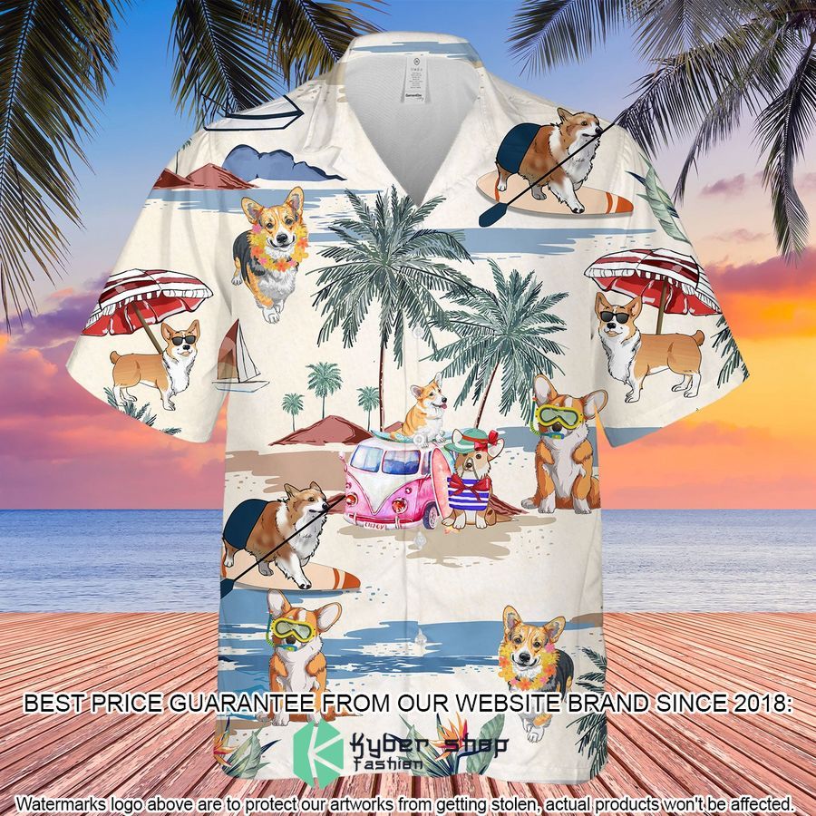 Corgi Summer Beach Hawaiian Shirt