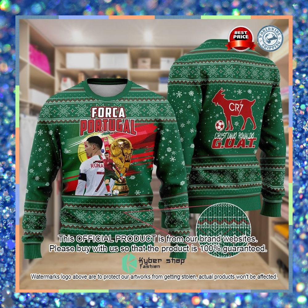 Cristiano Ronaldo Portugal G.O.A.T Soccer FiFa World Cup Qatar 2022 Christmas Sweater 3 Cristiano Ronaldo Portugal G.O.A.T Soccer FiFa World Cup Qatar 2022 Christmas Sweater word2