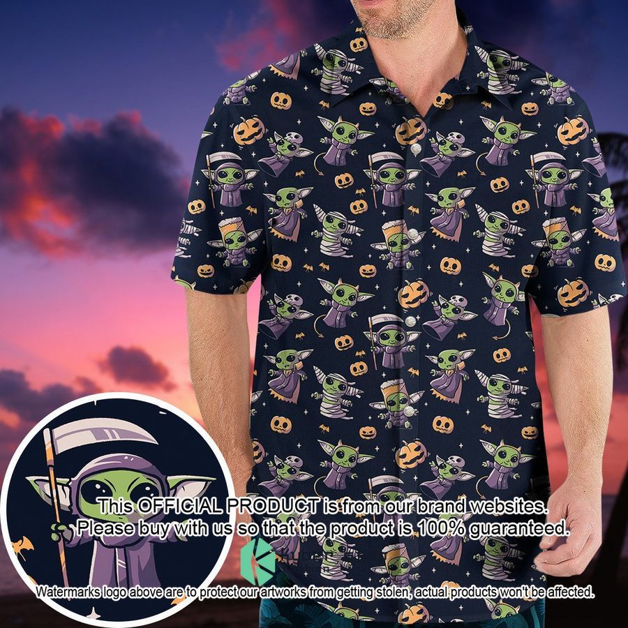 Cute Baby Yoda Halloween Pattern Hawaiian Shirt