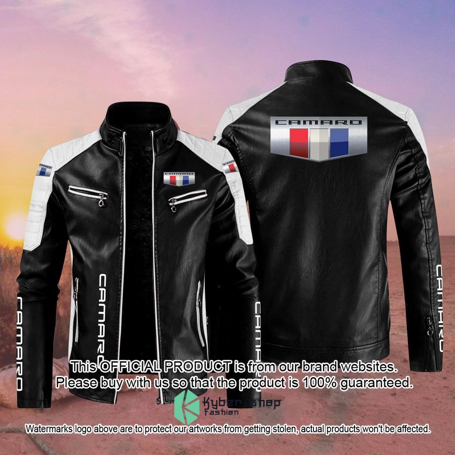 Cvl Camaro Motor Block Leather Jacket word1