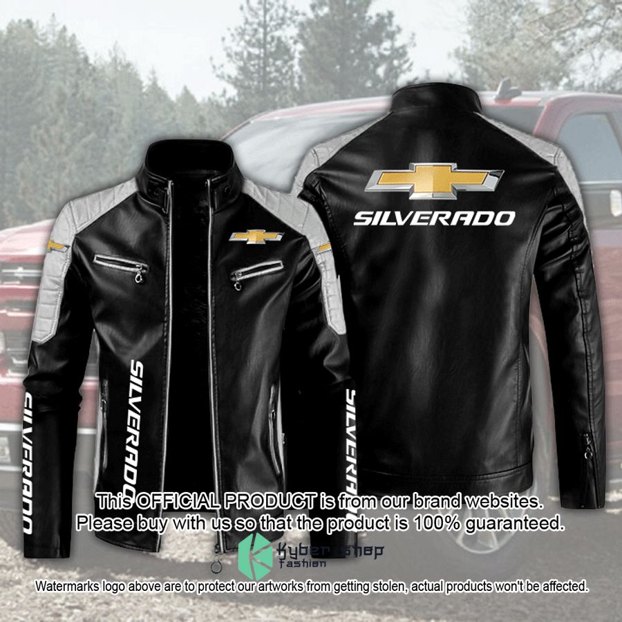 Cvl Silverado Motor Block Leather Jacket word2