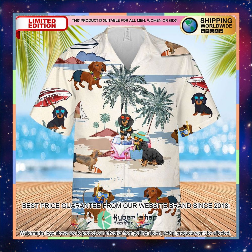Dachshund Summer Beach Hawaiian Shirt 3 Dachshund Summer Beach Hawaiian Shirt word3