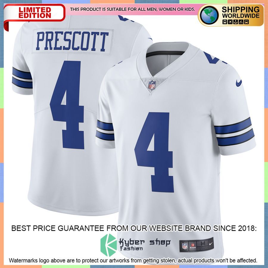 Dak Prescott Dallas Cowboys Vapor White Football Jersey