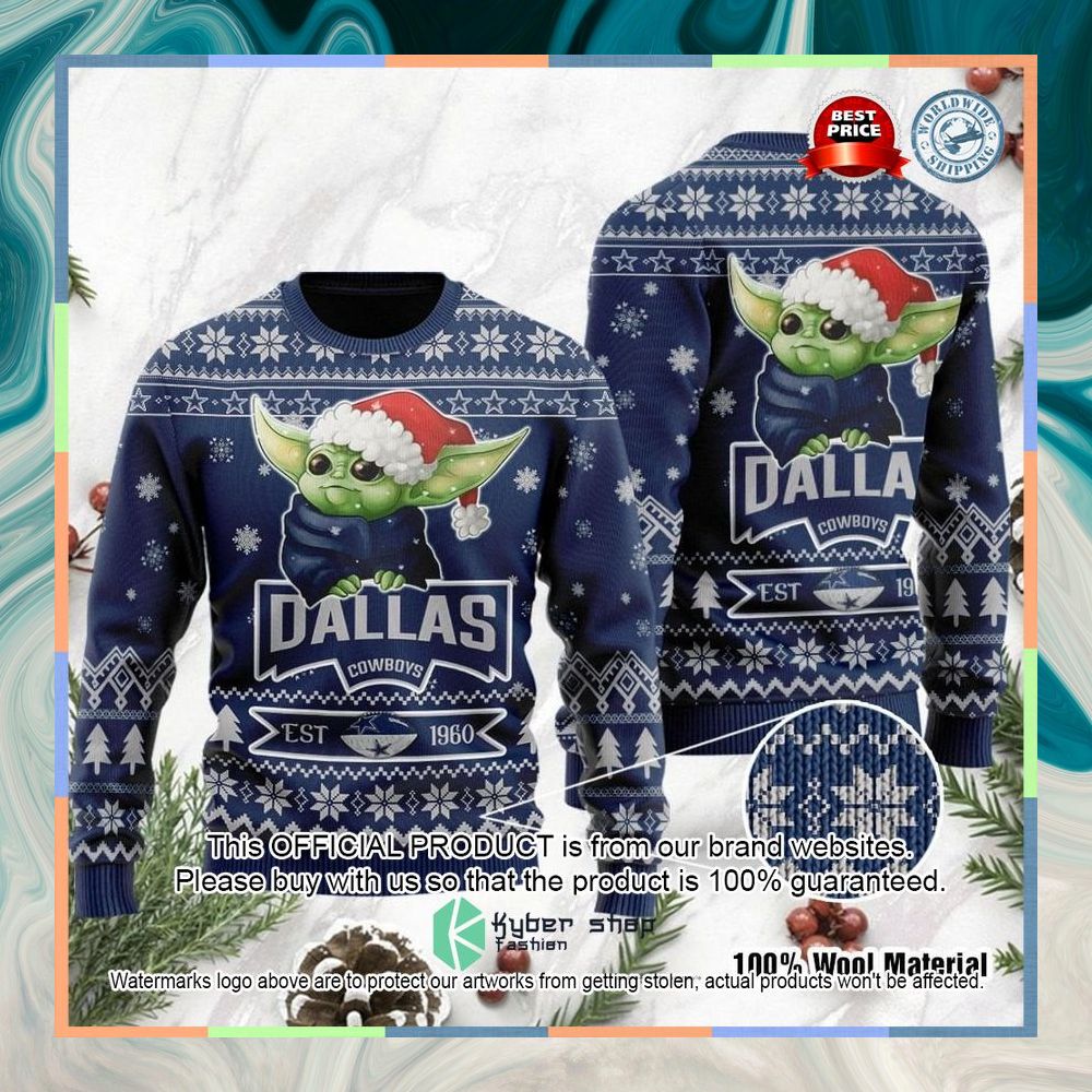 Dallas Cowboys Baby Yoda Grogu Holiday Party Christmas Sweater 6 Dallas Cowboys Baby Yoda Grogu Holiday Party Christmas Sweater word1