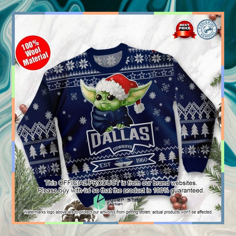 Dallas Cowboys Baby Yoda Grogu Holiday Party Christmas Sweater 7 Dallas Cowboys Baby Yoda Grogu Holiday Party Christmas Sweater word1