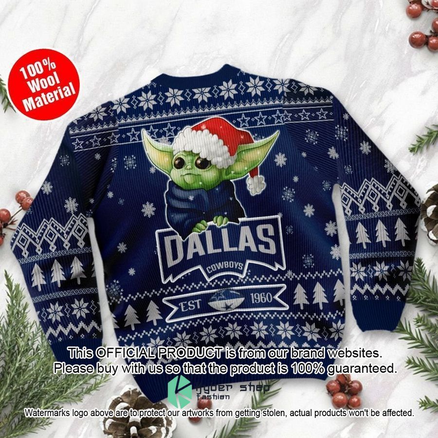 Dallas Cowboys Baby Yoda Grogu Holiday Party Christmas Sweater 3 Dallas Cowboys Baby Yoda Grogu Holiday Party Christmas Sweater word1