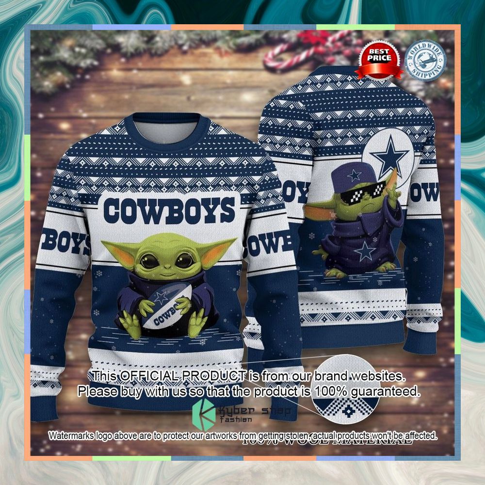 Dallas Cowboys Baby Yoda Merry Christmas Sweater 4 Dallas Cowboys Baby Yoda Merry Christmas Sweater word2