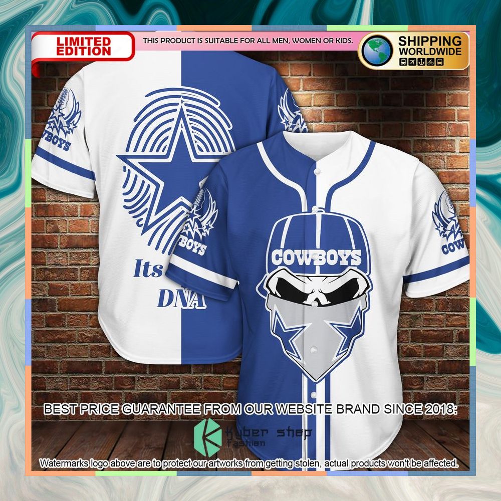 Dallas Cowboys DNA Skull Baseball Jersey 3 Dallas Cowboys DNA Skull Baseball Jersey word2