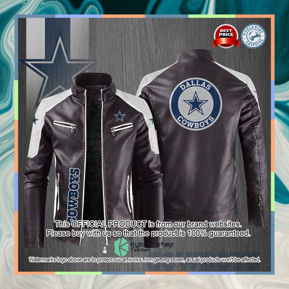 Dallas Cowboys Motor Block Leather Jacket 6 Dallas Cowboys Motor Block Leather Jacket word1