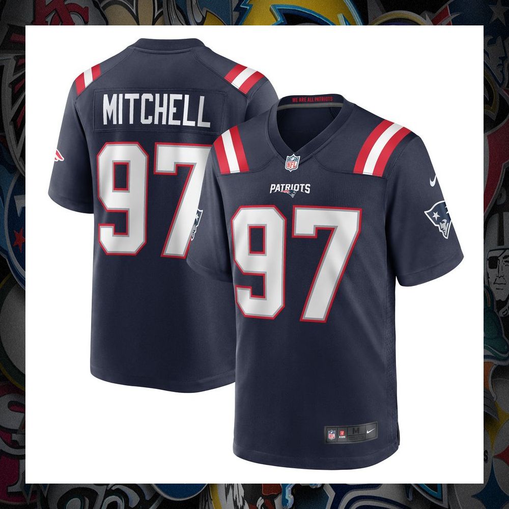 DaMarcus Mitchell New England Patriots Navy Football Jersey 8 DaMarcus Mitchell New England Patriots Navy Football Jersey word1