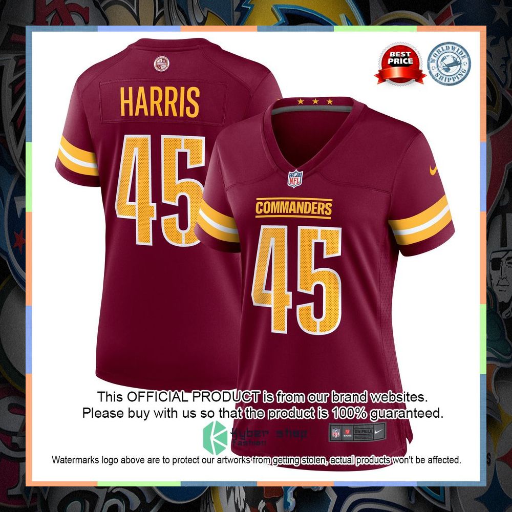 De'Jon Harris Washington Commanders Women's Burgundy Football Jersey 5 De'Jon Harris Washington Commanders Women's Burgundy Football Jersey word3