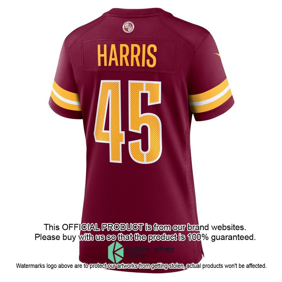 De'Jon Harris Washington Commanders Women's Burgundy Football Jersey 3 De'Jon Harris Washington Commanders Women's Burgundy Football Jersey word3