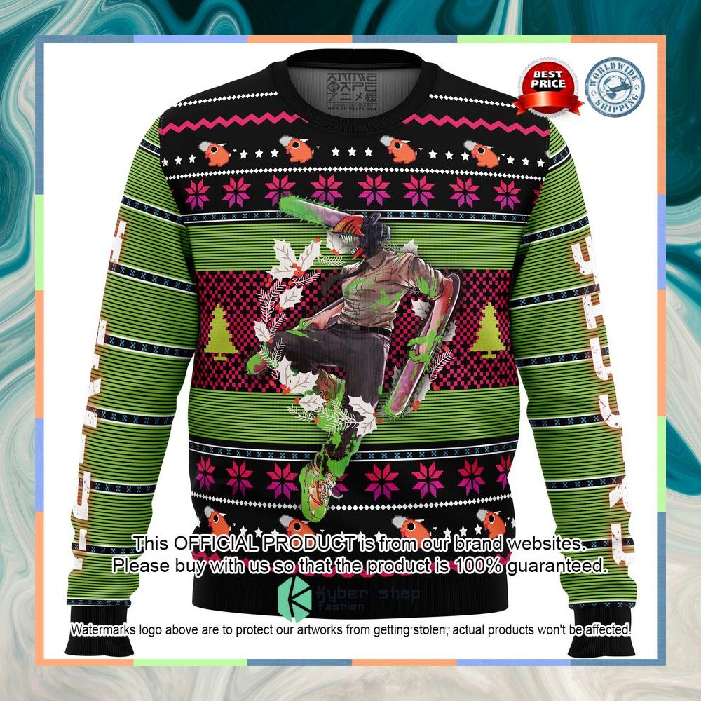 Denji Chainsaw Man Ugly Christmas Sweater 5 Denji Chainsaw Man Ugly Christmas Sweater word1