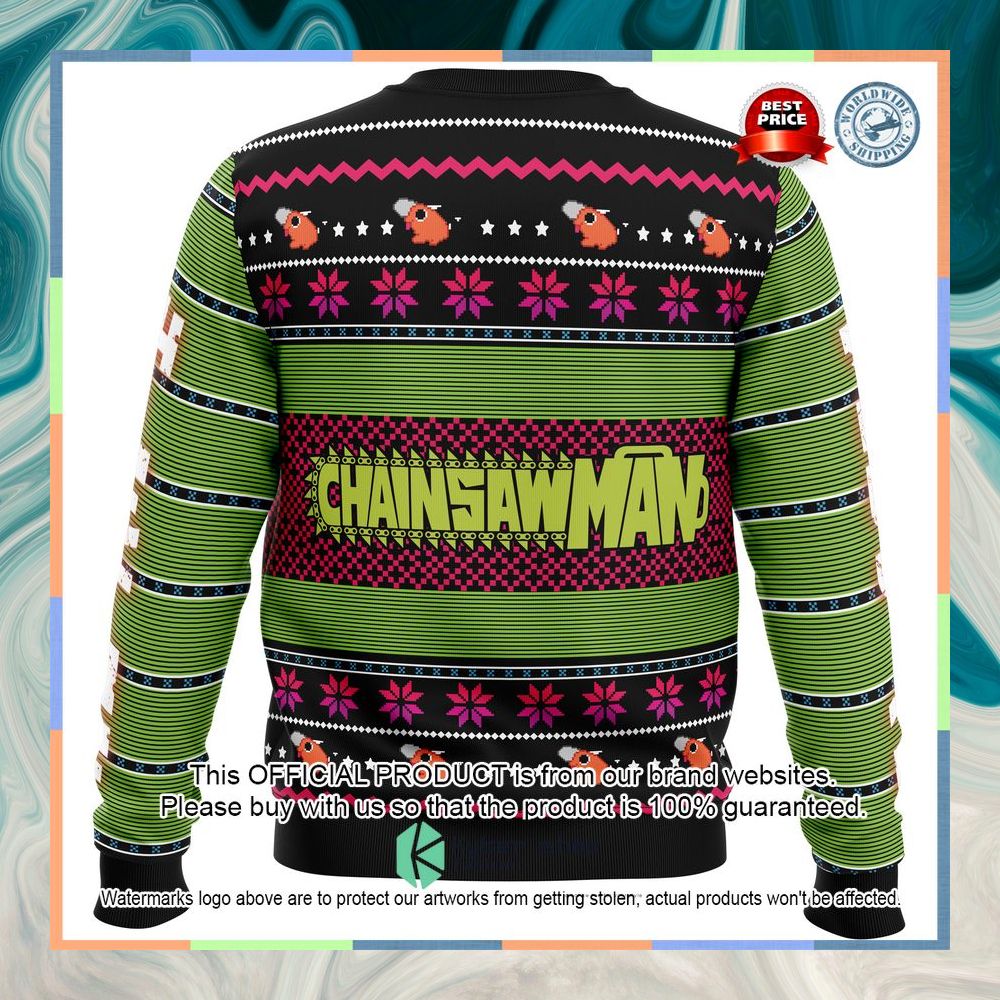 Denji Chainsaw Man Ugly Christmas Sweater 6 Denji Chainsaw Man Ugly Christmas Sweater word1