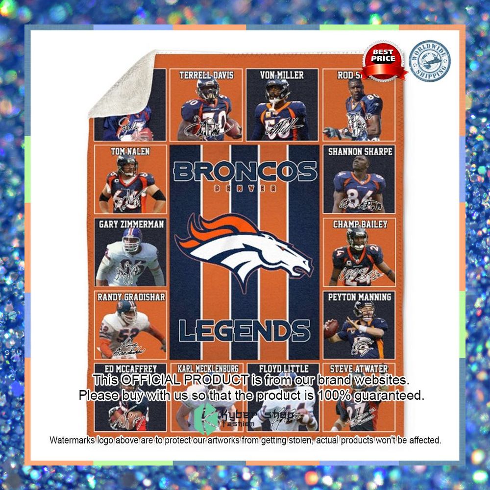 Denver Broncos Legends Players Fleece Blanket 3 Denver Broncos Legends Players Fleece Blanket word1