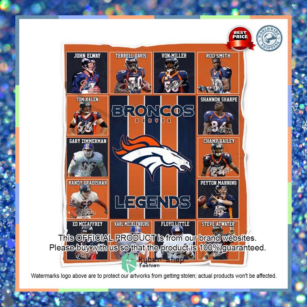 Denver Broncos Legends Players Fleece Blanket 4 Denver Broncos Legends Players Fleece Blanket word1