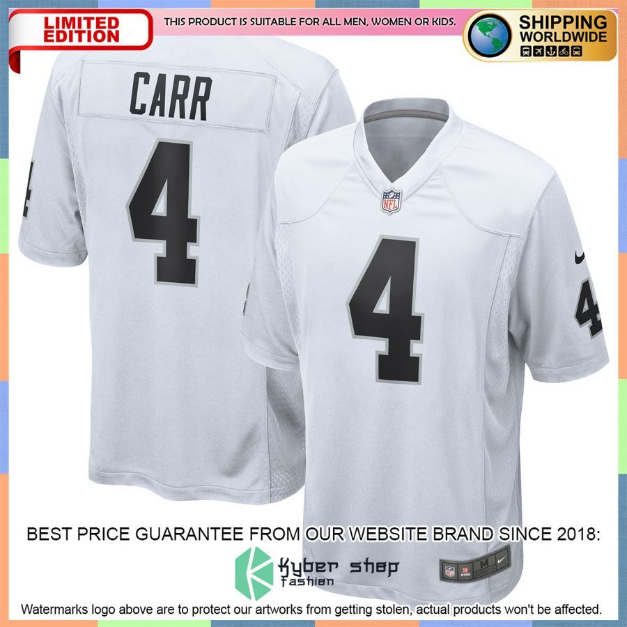 Derek Carr Las Vegas Raiders White Football Jersey