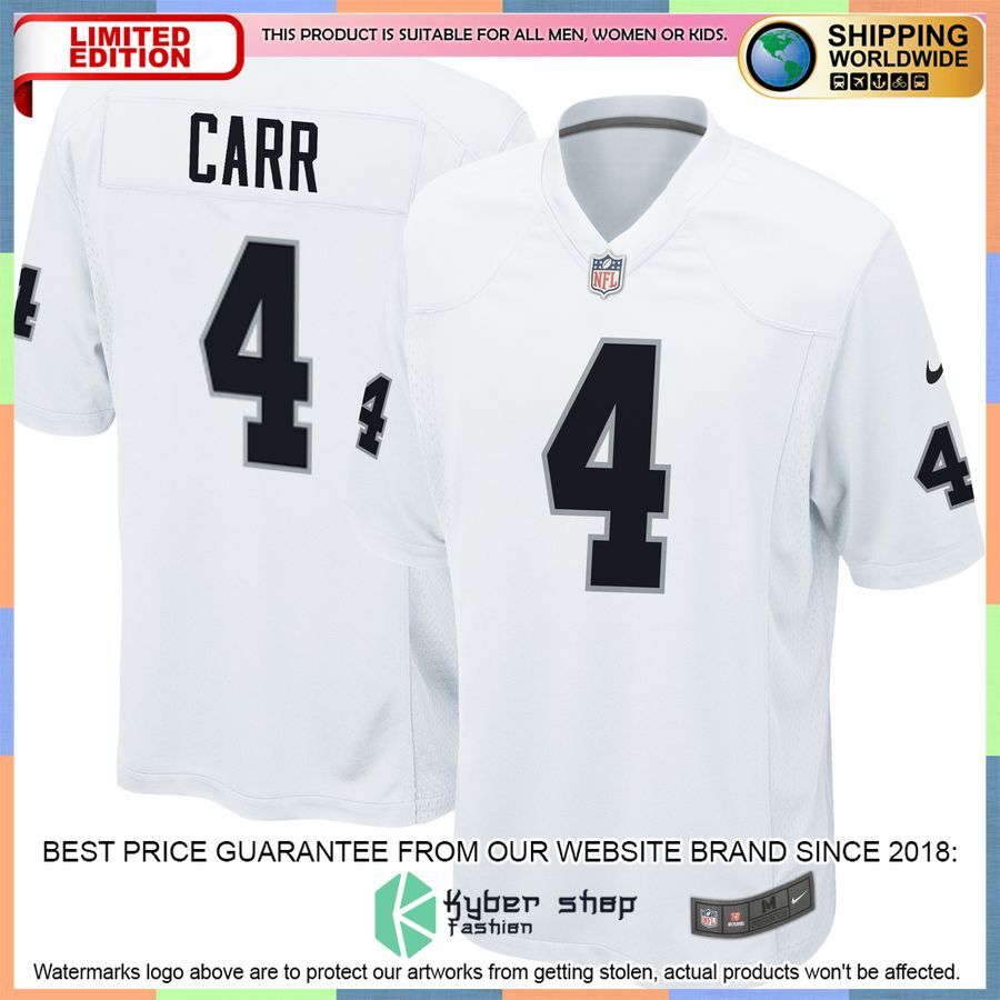 Derek Carr Las Vegas Raiders Youth White Football Jersey