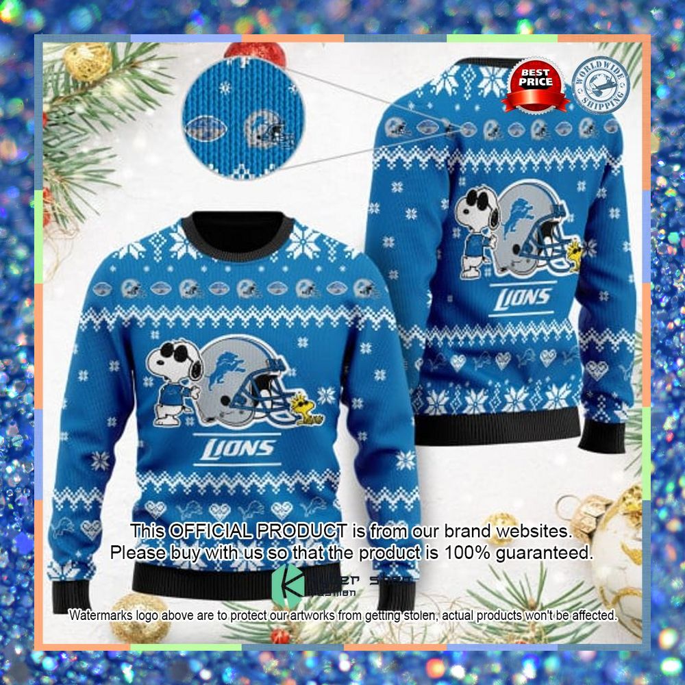 Detroit Lions The Snoopy Show Football Helmet Christmas Sweater 3 Detroit Lions The Snoopy Show Football Helmet Christmas Sweater word2