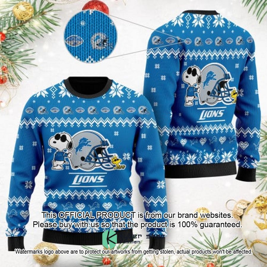 Detroit Lions The Snoopy Show Football Helmet Christmas Sweater