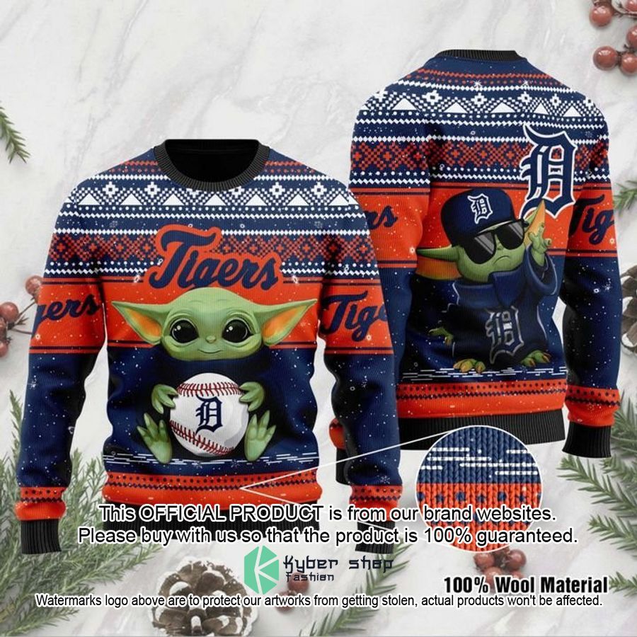 Detroit Tigers Baby Yoda Christmas Sweater