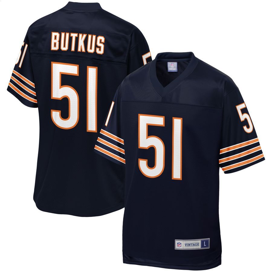 Dick Butkus Chicago Bears NFL Pro Line Retired Team Navy Football Jersey