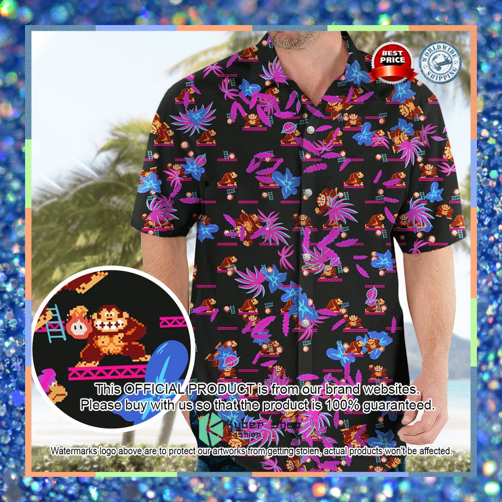 Donkey Kong Pattern Nintendo Video Games Hawaiian Shirt 5 Donkey Kong Pattern Nintendo Video Games Hawaiian Shirt word2