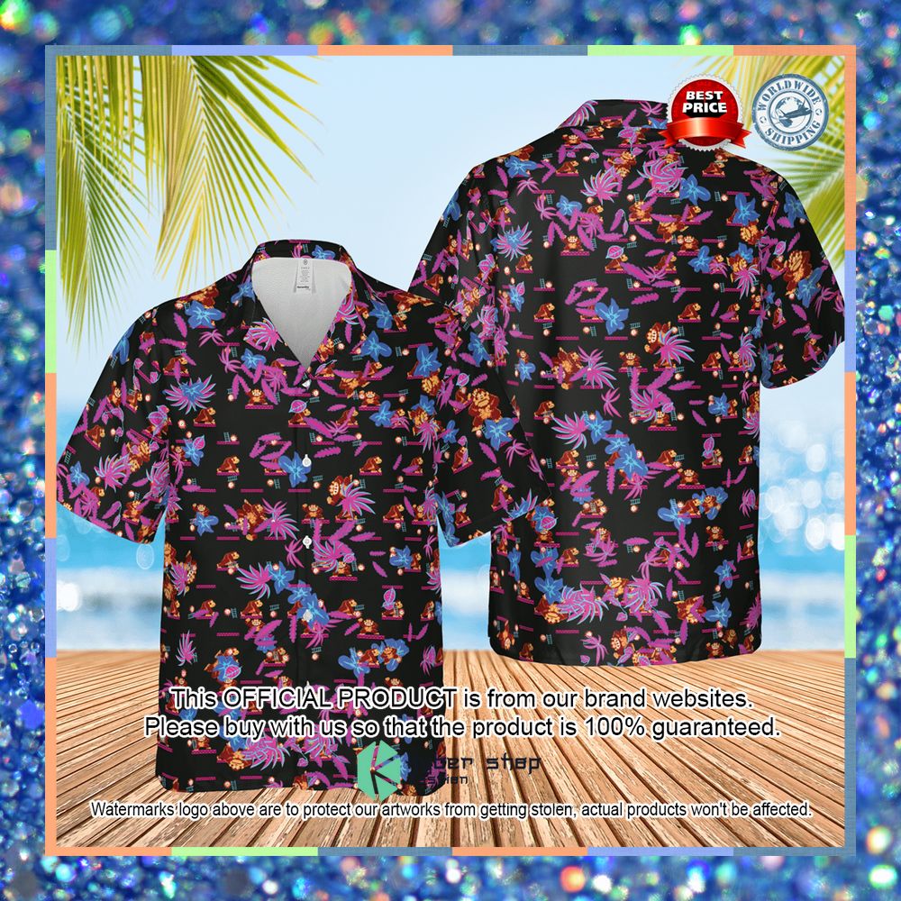 Donkey Kong Pattern Nintendo Video Games Hawaiian Shirt 6 Donkey Kong Pattern Nintendo Video Games Hawaiian Shirt word2