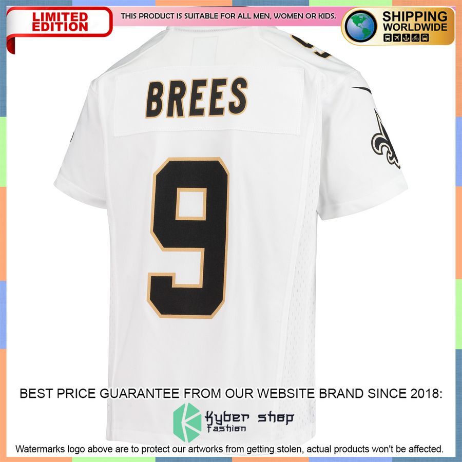 Drew Brees New Orleans Saints Youth White Football Jersey 3 Drew Brees New Orleans Saints Youth White Football Jersey word3
