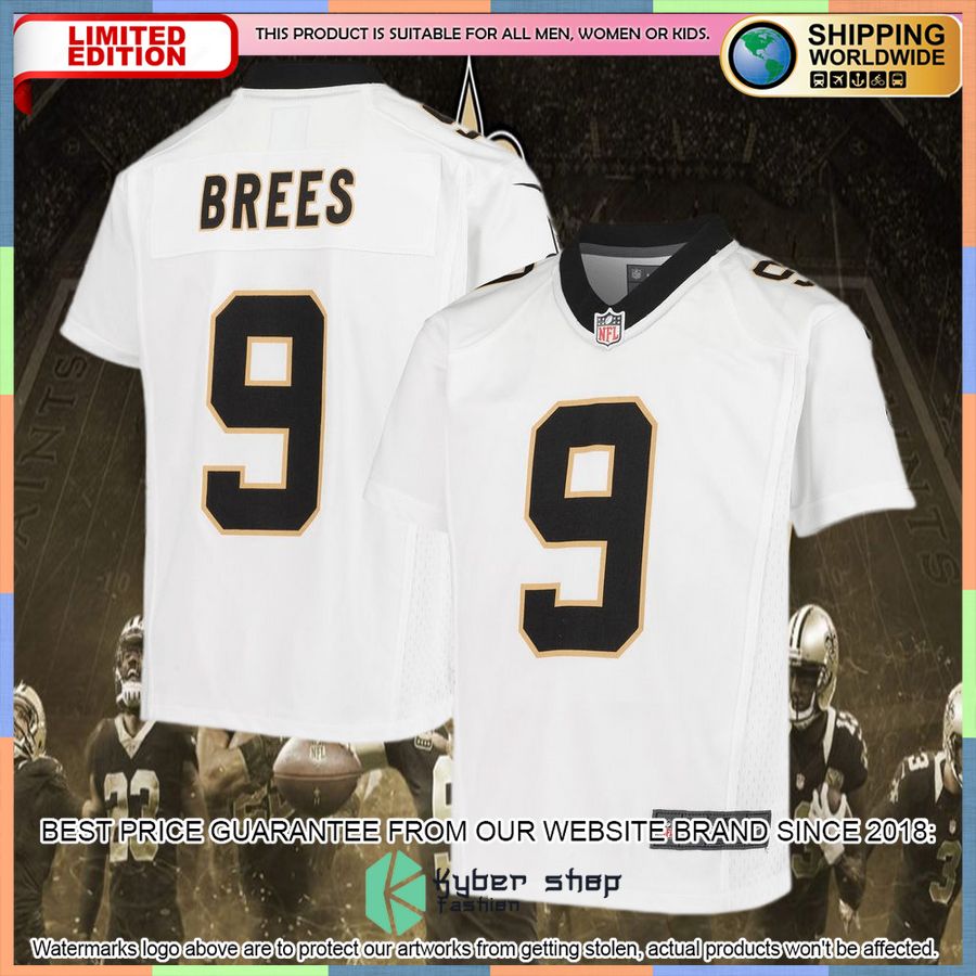 Drew Brees New Orleans Saints Youth White Football Jersey 4 Drew Brees New Orleans Saints Youth White Football Jersey word3