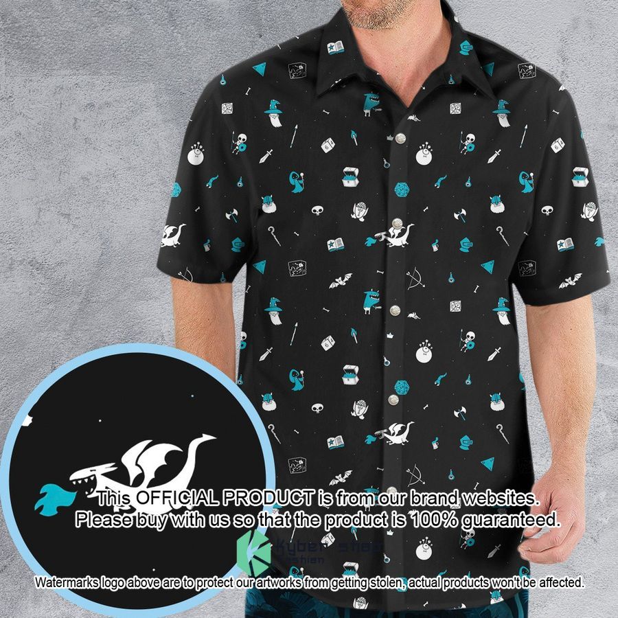 Dungeons and Dragons Pattern Hawaiian Shirt word1