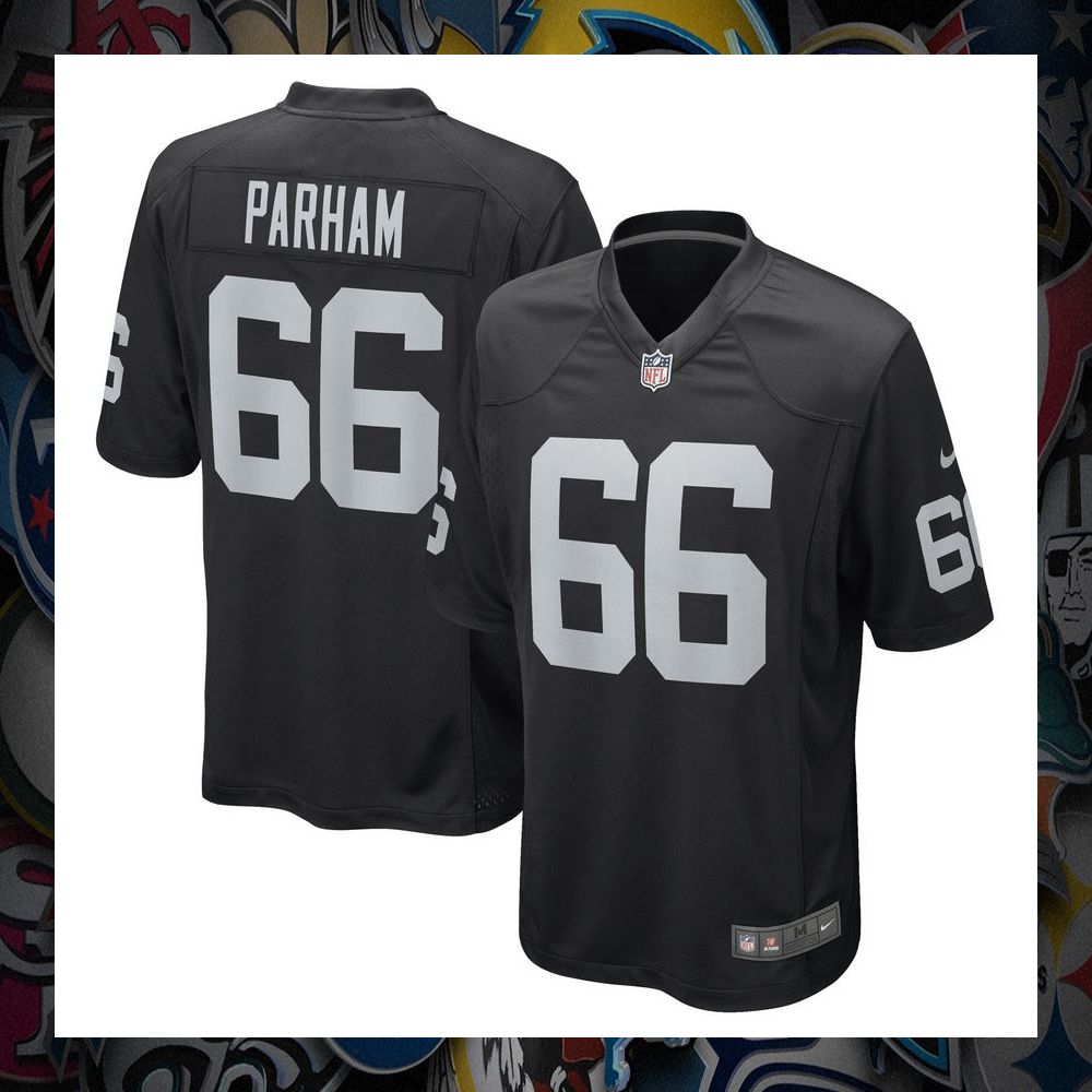 Dylan Parham Las Vegas Raiders Black Football Jersey 8 Dylan Parham Las Vegas Raiders Black Football Jersey word3