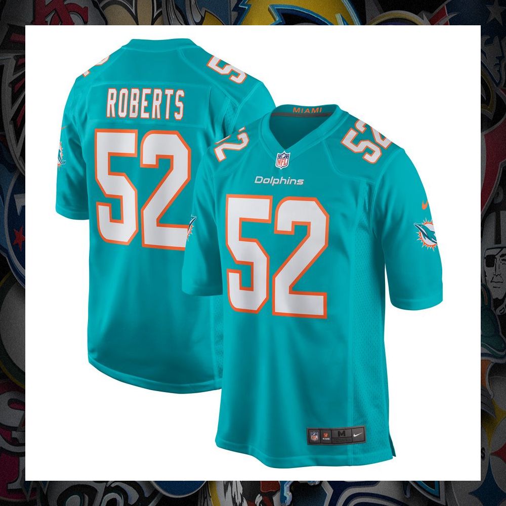 Elandon Roberts Miami Dolphins Aqua Football Jersey 8 Elandon Roberts Miami Dolphins Aqua Football Jersey word1