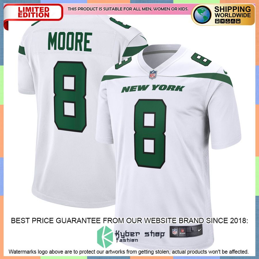 Elijah Moore New York Jets White Football Jersey