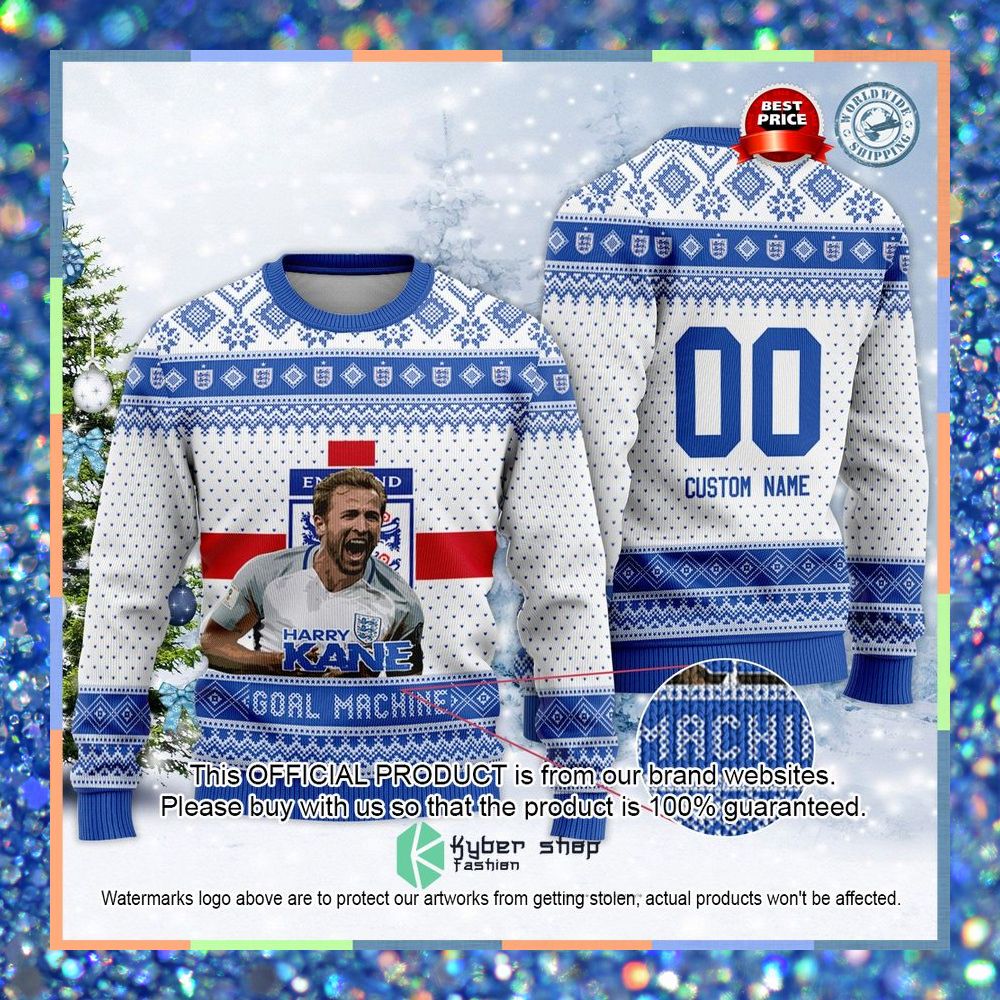 England Harry Kane Custom Name And Number Together For England FiFa Qatar World Cup 2022 Christmas Sweater 3 England Harry Kane Custom Name And Number Together For England FiFa Qatar World Cup 2022 Christmas Sweater word1