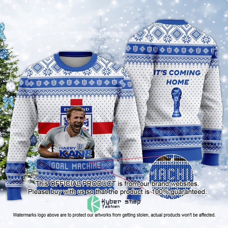 England Harry Kane It's Coming Home FiFa Qatar World Cup 2022 Christmas Sweater