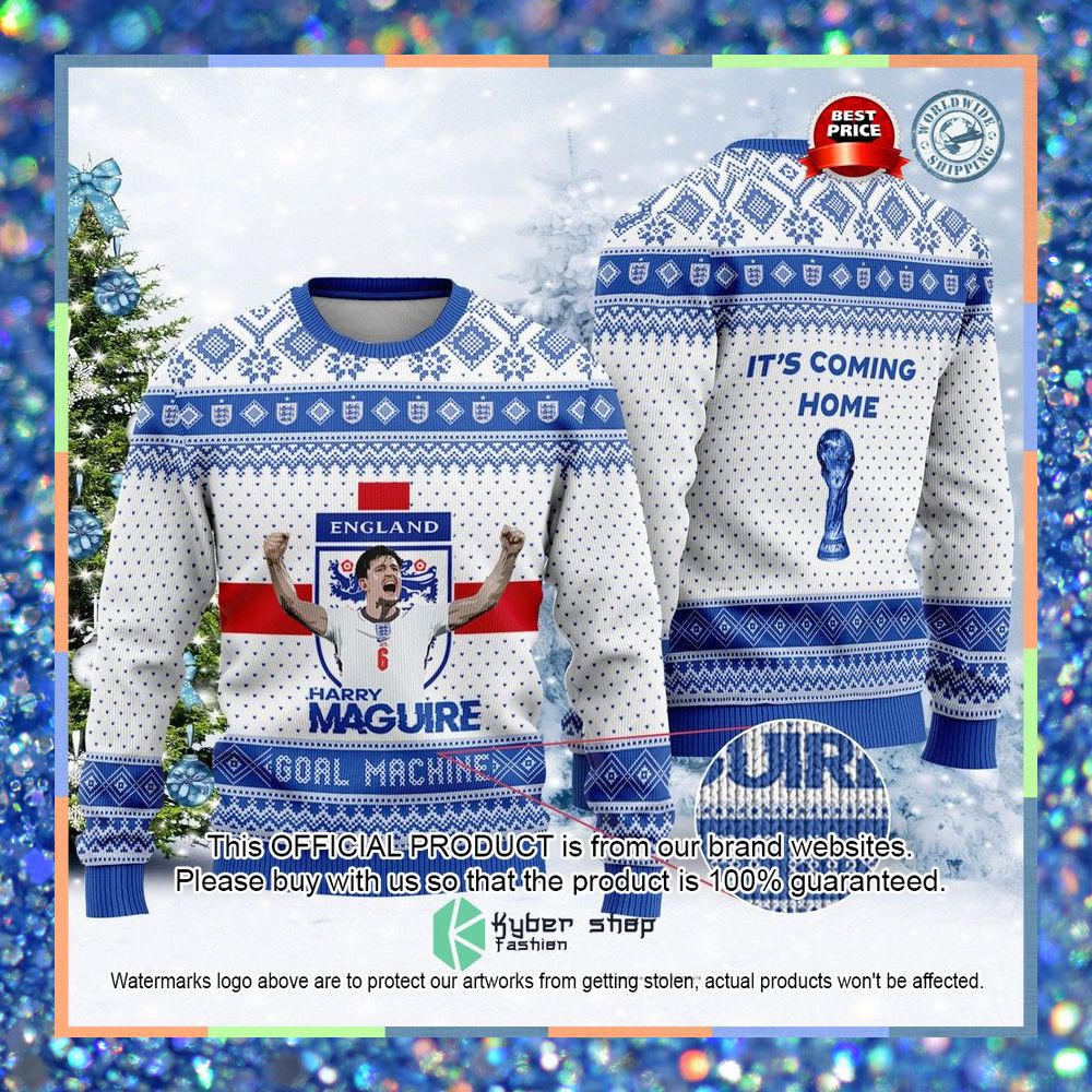 England Harry Maguire It's Coming Home FiFa World Cup Qatar 2022 Christmas Sweater 3 England Harry Maguire It's Coming Home FiFa World Cup Qatar 2022 Christmas Sweater word1