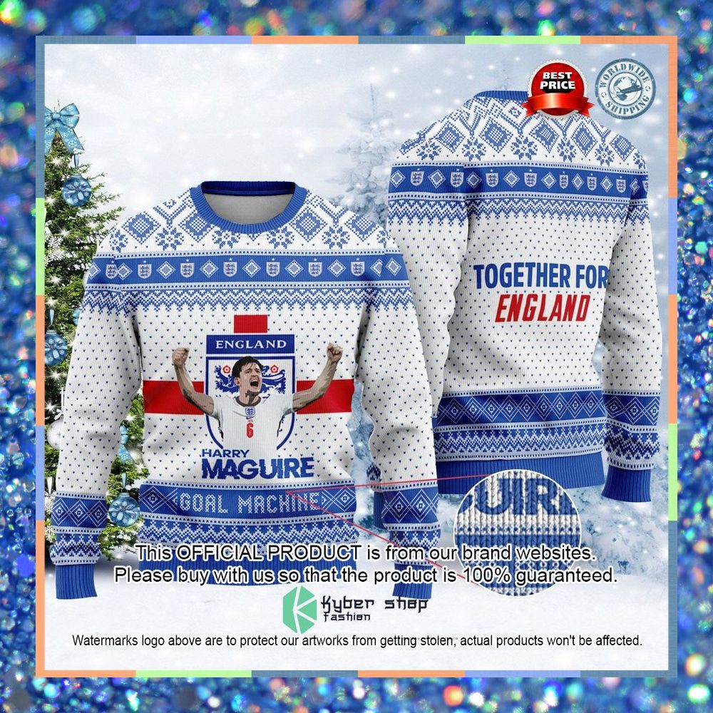 England Harry Maguire Together For England FiFa World Cup Qatar 2022 Christmas Sweater 3 England Harry Maguire Together For England FiFa World Cup Qatar 2022 Christmas Sweater word3