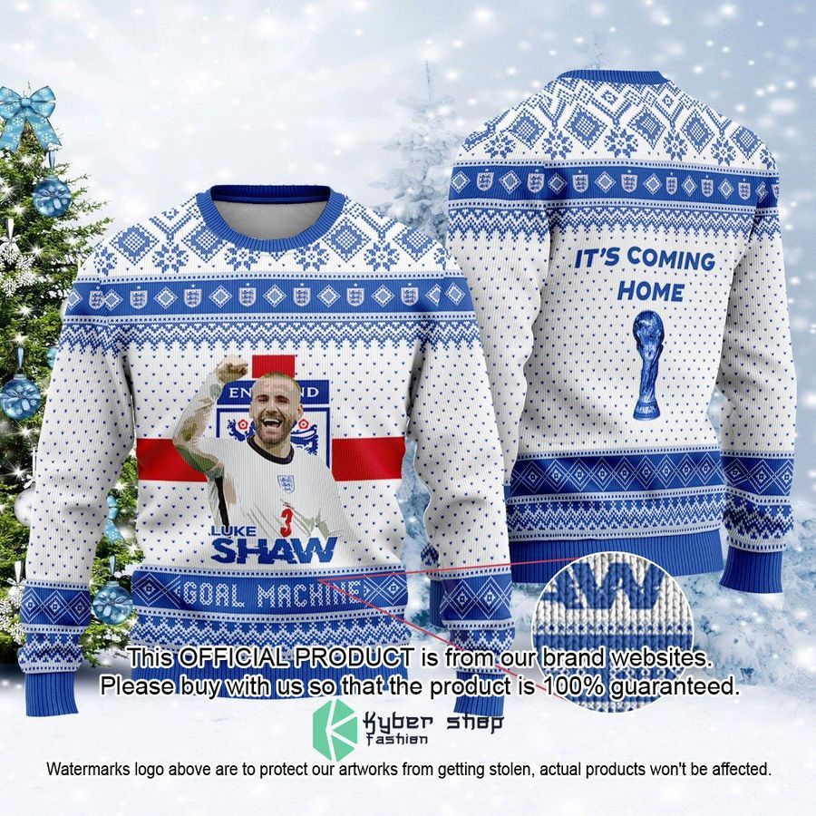 England Luke Shaw It's Coming Home FiFa World Cup Qatar 2022 Christmas Sweater