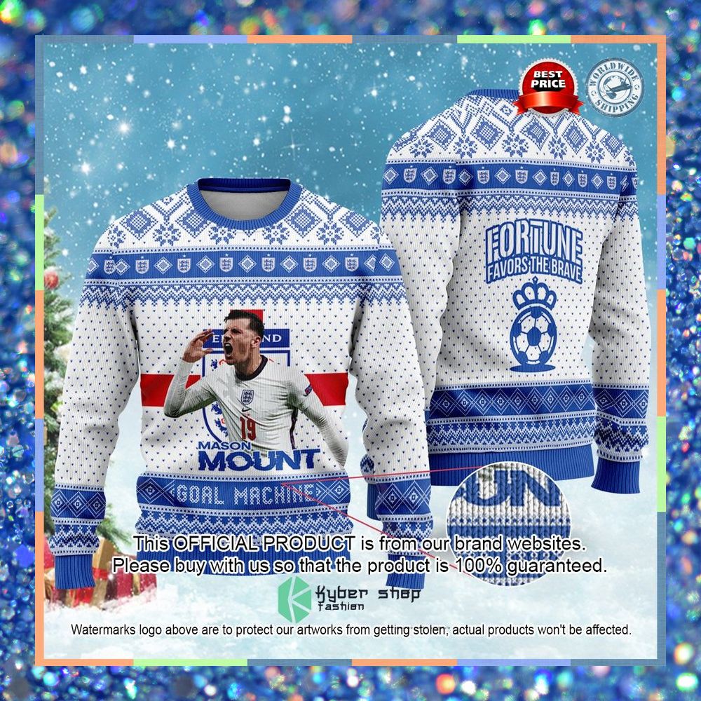 England Mason Mount Fortune Favors The Brave FiFa World Cup Qatar 2022 Christmas Sweater 3 England Mason Mount Fortune Favors The Brave FiFa World Cup Qatar 2022 Christmas Sweater word2