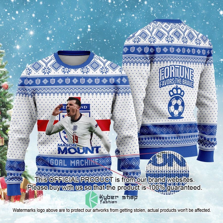 England Mason Mount Fortune Favors The Brave FiFa World Cup Qatar 2022 Christmas Sweater